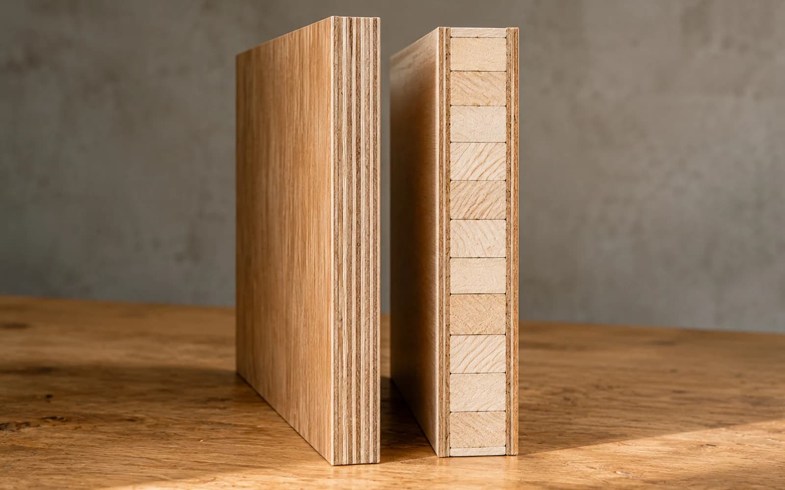 Plywood and block board edges compared