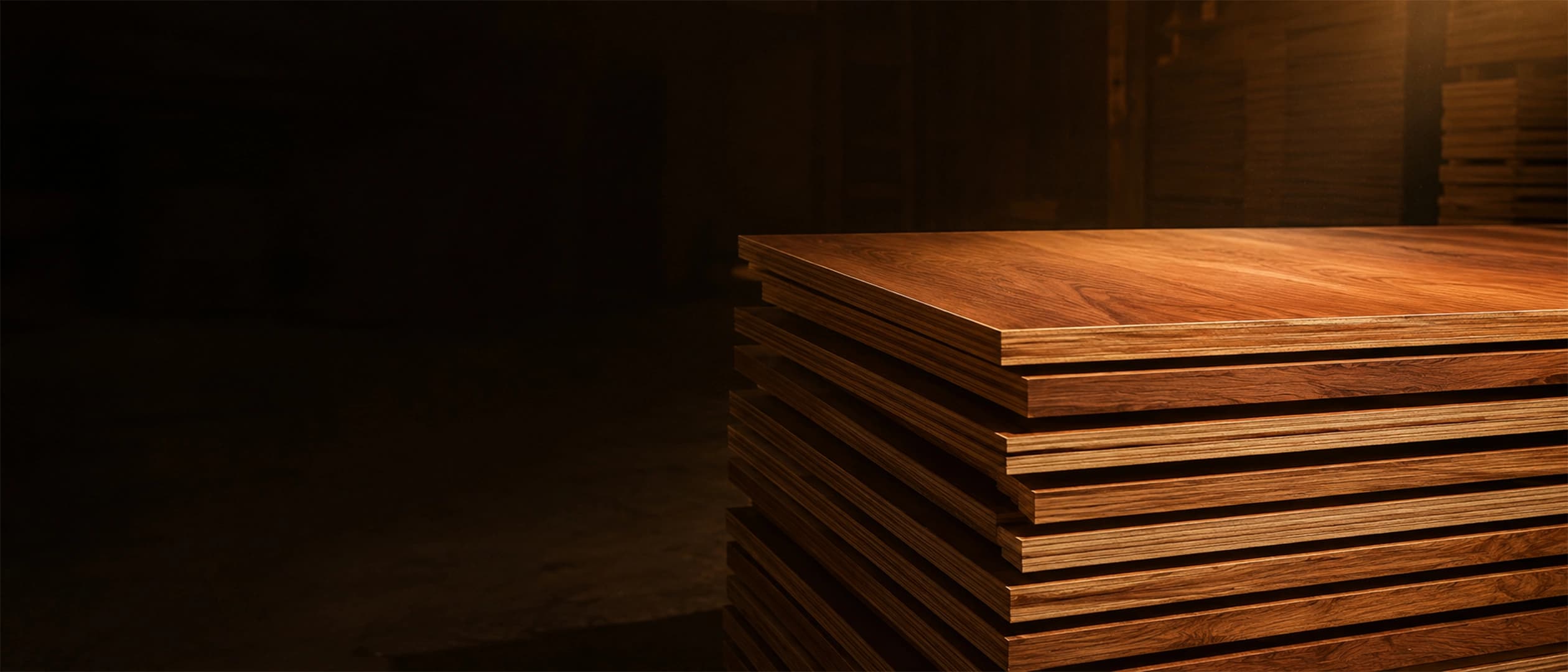 Plywood sheets stacked in the Tulsi Traders warehouse