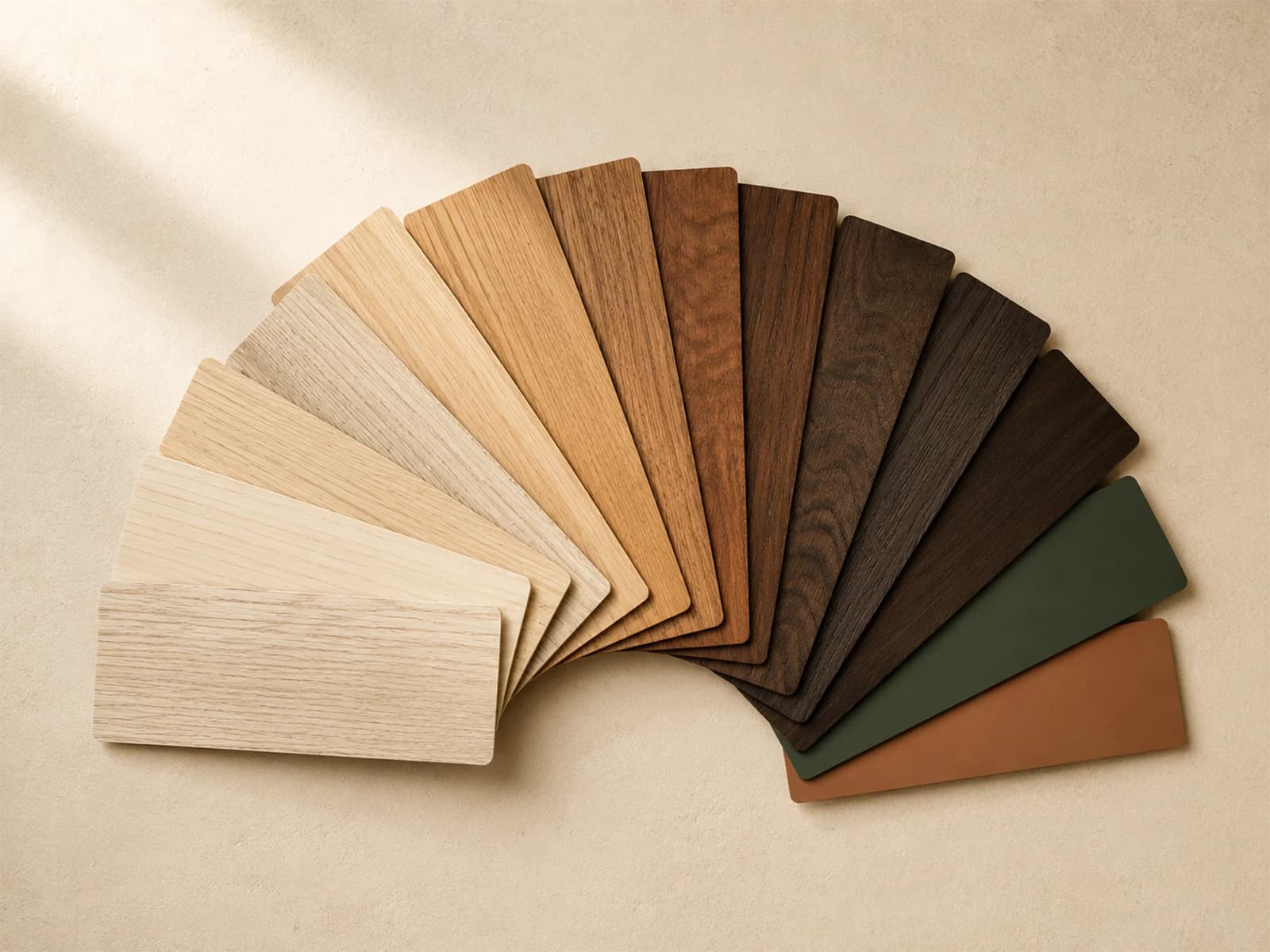 Laminate and veneer colour swatches